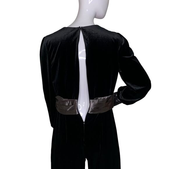 Kloth Velour Deep-V Jumpsuit Long Sleeve Wide Leg Black Size M - Picture 8 of 13